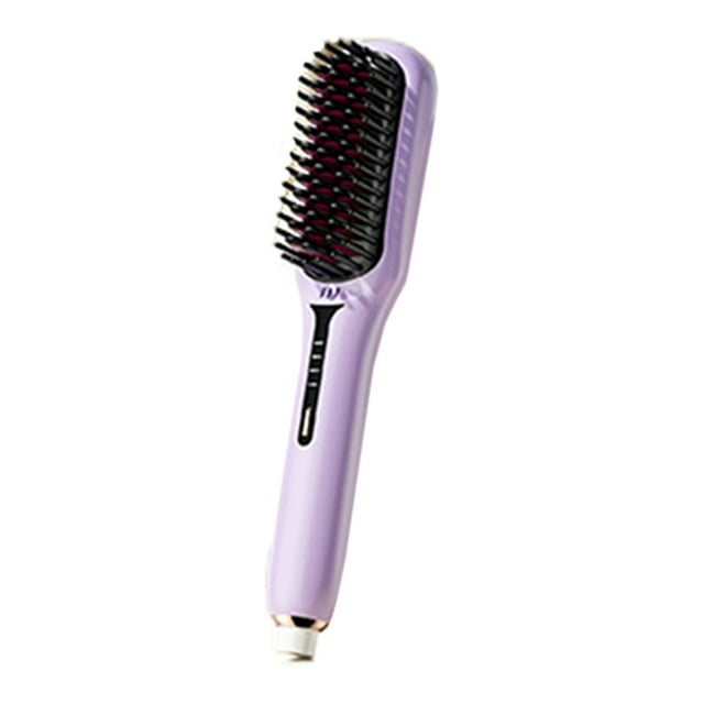 Purple Usb Plug-In Constant Temperature Hair Straightening Comb, 4 Heat Settings With Digital Display, Portable For Travel And Home