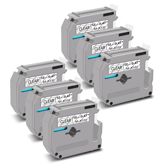 GREENCYCLE 6PK Compatible for Brother P-touch M Tape MK131 M-K131 M131 12mm 0.47" Black on Clear for Brother PT-100 PT-M95 PT-90 PT-70 PT-65 PT-85 Label Maker Refills