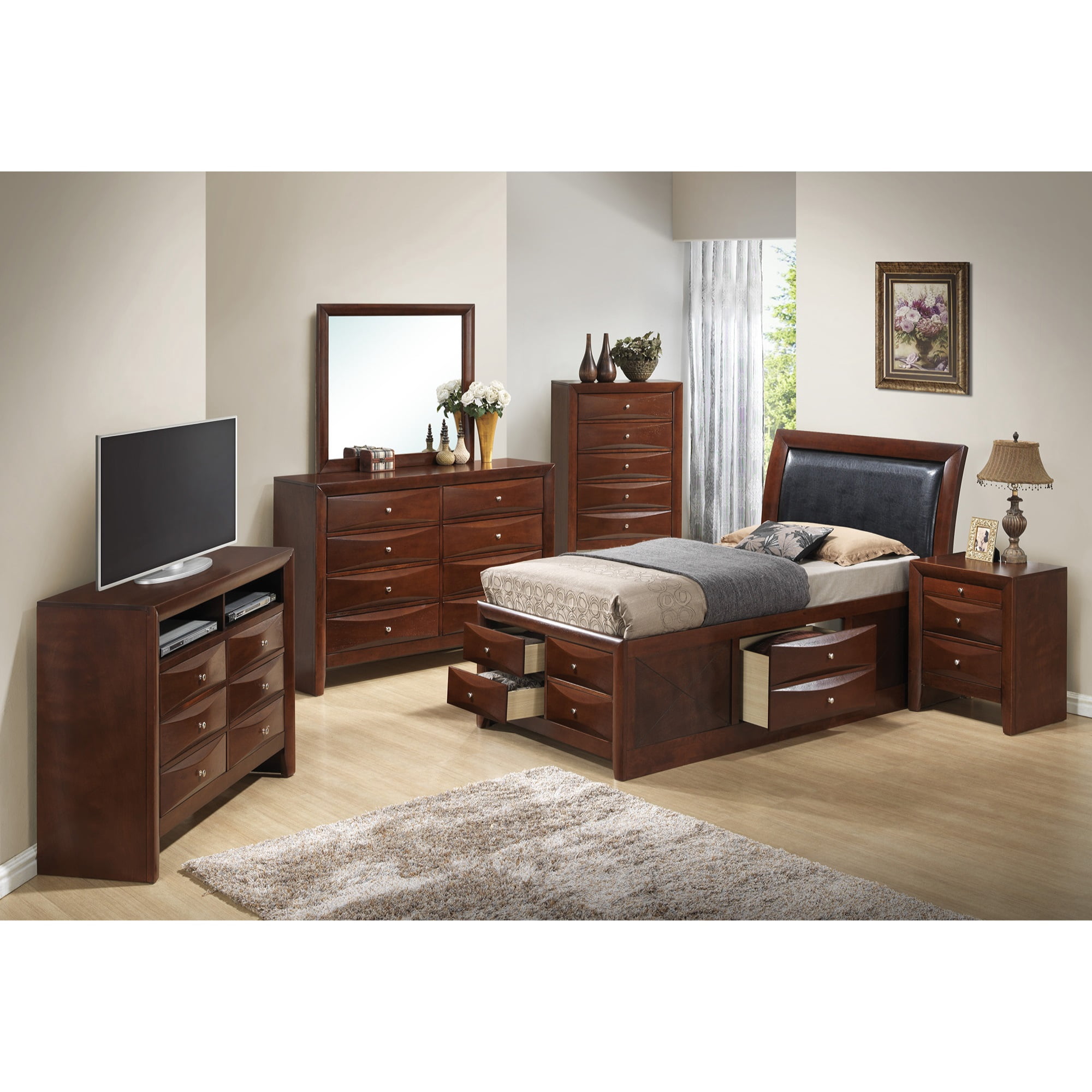Glory Furniture G1550I-TSB4 Cherry Twin Storage Bed