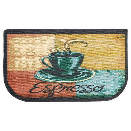 

Kashi Home Kitchen Rug Area Rug Mat Beautiful Print Non-Skid Latex Back Espresso 18x30 D Shape
