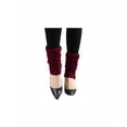 thumbnail image 2 of INSPIRE CHIC Women's Ruffled Cuff Over Knee Length Ribbed Knitted Leg Warmers Burgundy-Printed, 2 of 6