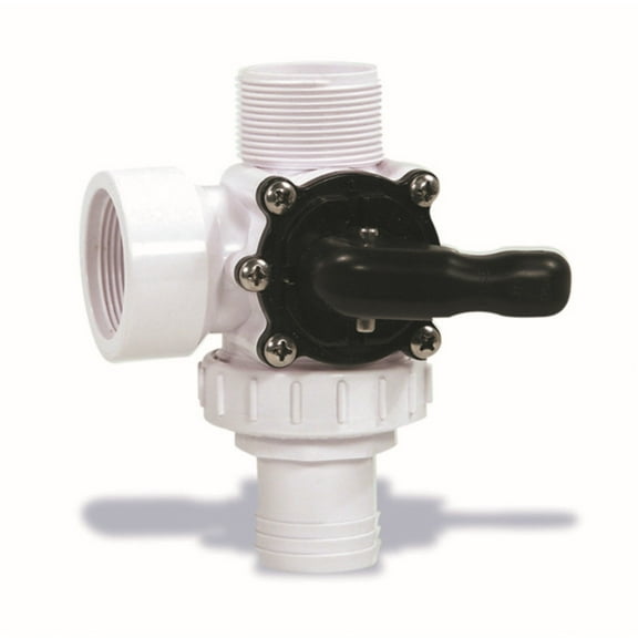 Swimline HydroTools Swimming Pool and Spa Standard Left Outlet 3-Way Valve 1.5" - White/Black
