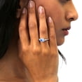 thumbnail image 5 of BERRICLE Sterling Silver 3-Stone Greyish Blue Oval Cut Cubic Zirconia CZ Fashion Anniversary Ring for Women, Rhodium Plated 1.2 Carat Size 10, 5 of 9