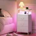 thumbnail image 2 of Eunos Petite Table de Chevet avec Poste de Recharge et DEL pour Chambre, Commode à 3 Tiroirs Blanche avec Étagères de Rangement, 2 of 8