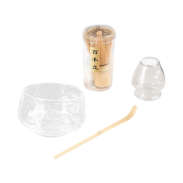 Juego de Té Matcha, Accesorio de de Matcha, Batidor de Matcha, Tazón de Vidrio, Soporte para Batidor, Cuchara, Juego Perfecto para Preparar Claro
