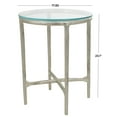 thumbnail image 3 of DecMode 18" x 23" Silver Aluminum Textured Accent Table with Glass Tabletop, 1-Piece, 3 of 6