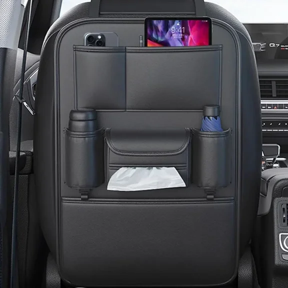 Car Backseat Storage Bag,Seat Back Organizer with Tissue Box,Multifunctional Kick Mat,Backseat Protector Cover Pad,Large Capacity Seat Back Storage Hanging Bag