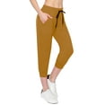 thumbnail image 2 of ALWAYS Women's Capri Jogger Lightweight Sweatpants with Pork Chop Pockets Gold Mustard 2XL, 2 of 7