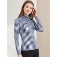 thumbnail image 2 of INSPIRE CHIC Blouse Décontractée à Carreaux pour Femme à Col Roulé Ajustée à Manches Longues, 2 of 6