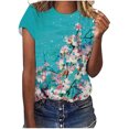 thumbnail image 1 of Tops con estampado de flores de manga corta a la moda para mujer Pompotops hkajfhjk463075, 1 of 5