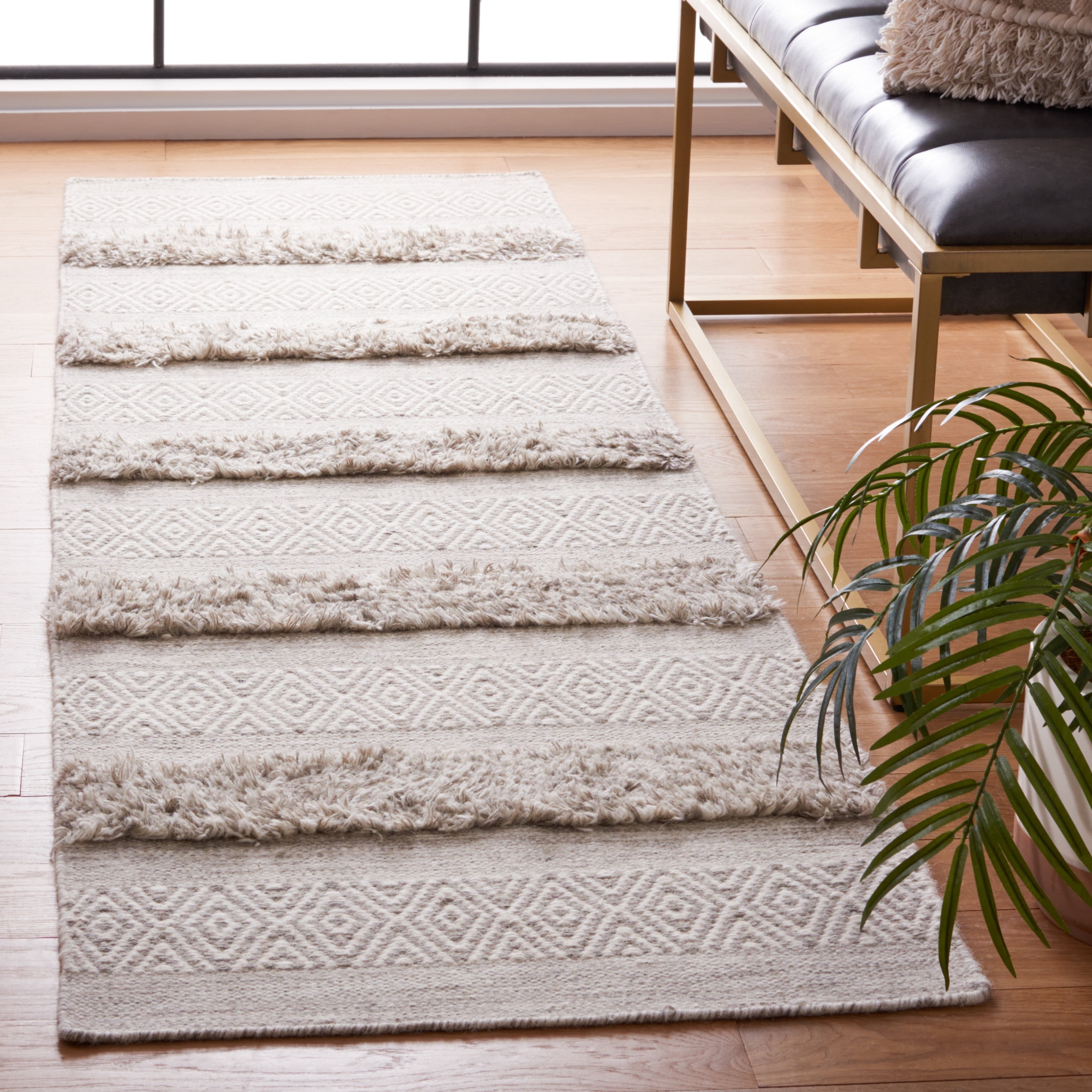 SAFAVIEH Vermont Zavier Stripe Runner Rug, Beige/Grey, 2'3" x 8'