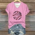 thumbnail image 6 of TODOZO Baseball Shirt Women Baseball Heart Tee Shirts Baseball Mom Tshirt Game Day Casual V Neck Short Sleeve Tops Women's Baseball Festival Solid Color Baseball Printed V Neck Short Sleeved Top, 6 of 6