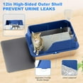 thumbnail image 4 of Stainless Steel Litter Box with Lid, Ellenpent XL Metal Litter Box Large for Big Cats, High Sided, Anti-Urine Leakage, Odor-Free, with Scoop &Trash Bag*2 & Mat & Sticker, Blue, 4 of 7