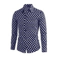 thumbnail image 2 of Camisas de hombre con lunares, manlarga, corte ajustado, estampado, camicon botones Azul marino 48, 2 of 7