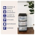 thumbnail image 4 of 3 Drawer Clear Plastic Organizer, Compact Medium Home Storage Container, Utility Tower Bin with Detachable Caster Wheels for Office, School, Home and Beauty Salons, Black Frame, 4 of 5
