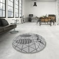 thumbnail image 3 of Ahgly Company Indoor Round Patterned Silver Gray Area Rugs, 4' Round, 3 of 6
