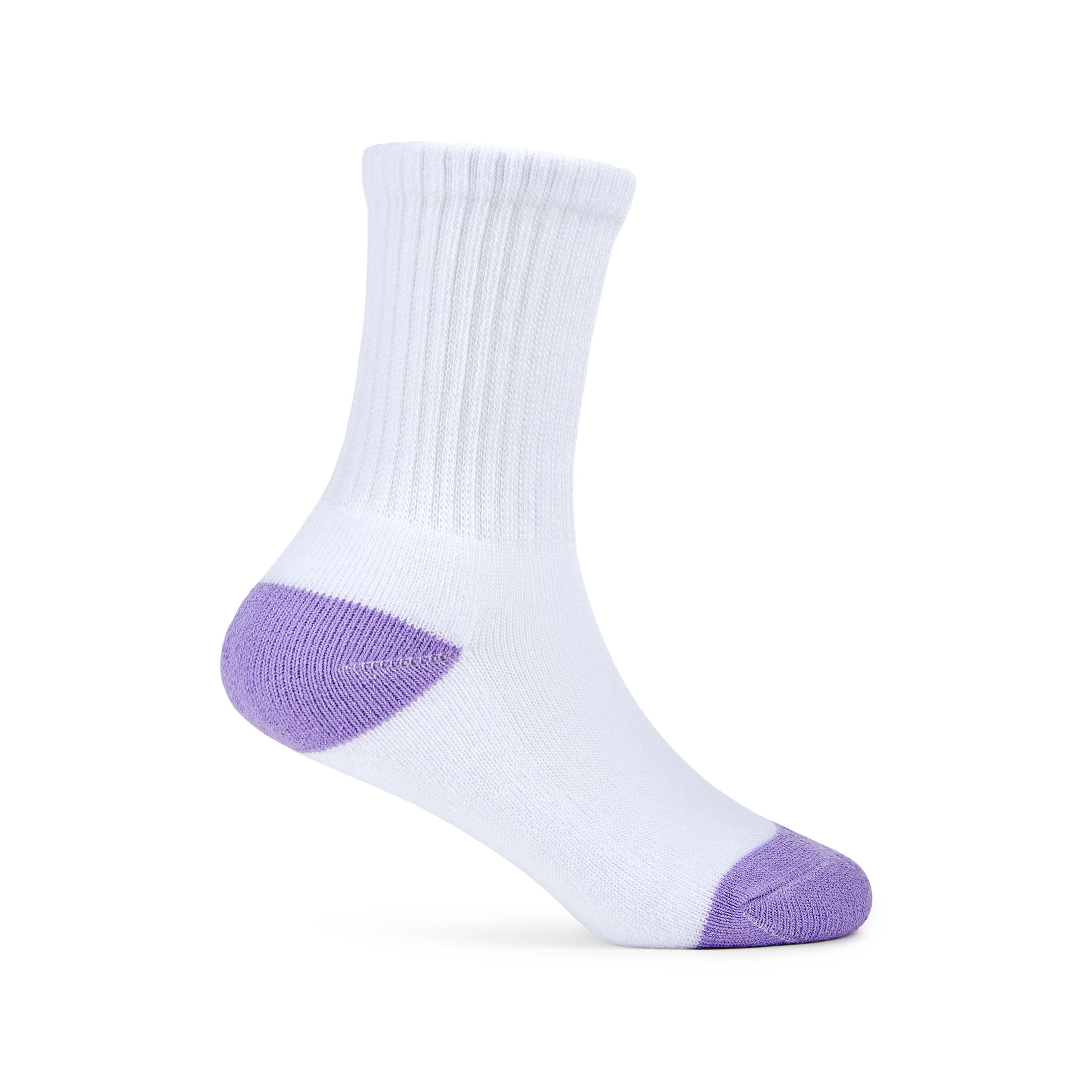 Fruit of the Loom All Day Comfort Girls Crew Socks, Sizes 6-10, 10-Pack