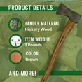 thumbnail image 6 of FORESTER Woodman 24in Wood Cutting Axe with Sheath - Multipurpose Axe with Hickory Handle for Wood Splitting and Chopping - Hand Forged Swedish Steel, 6 of 7
