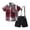 j42-Red, variant on LIIPEE Casual Summer Outfit Sets For Boys Short Sleeve Plaid Graphic Shirts Solid Color Suspender Shorts 2 Piece Set Kids Comfortable Gentleman Outfits,3-4 Years