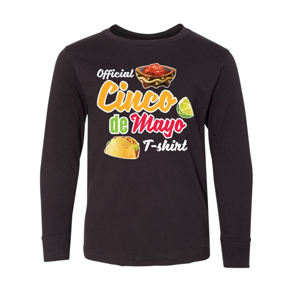 Inktastic Cinco De Mayo Official Tshirt Funny Pun with Taco Salso and Lime Long Sleeve Youth T-Shirt