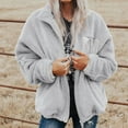 thumbnail image 2 of LYXSSBYX Women Long Sleeve Shacket Jacket Hot Sale Clearance Fashion Women Casual Zipper Solid Winter Lengthened Plush Long Sleeve Outwear, 2 of 9