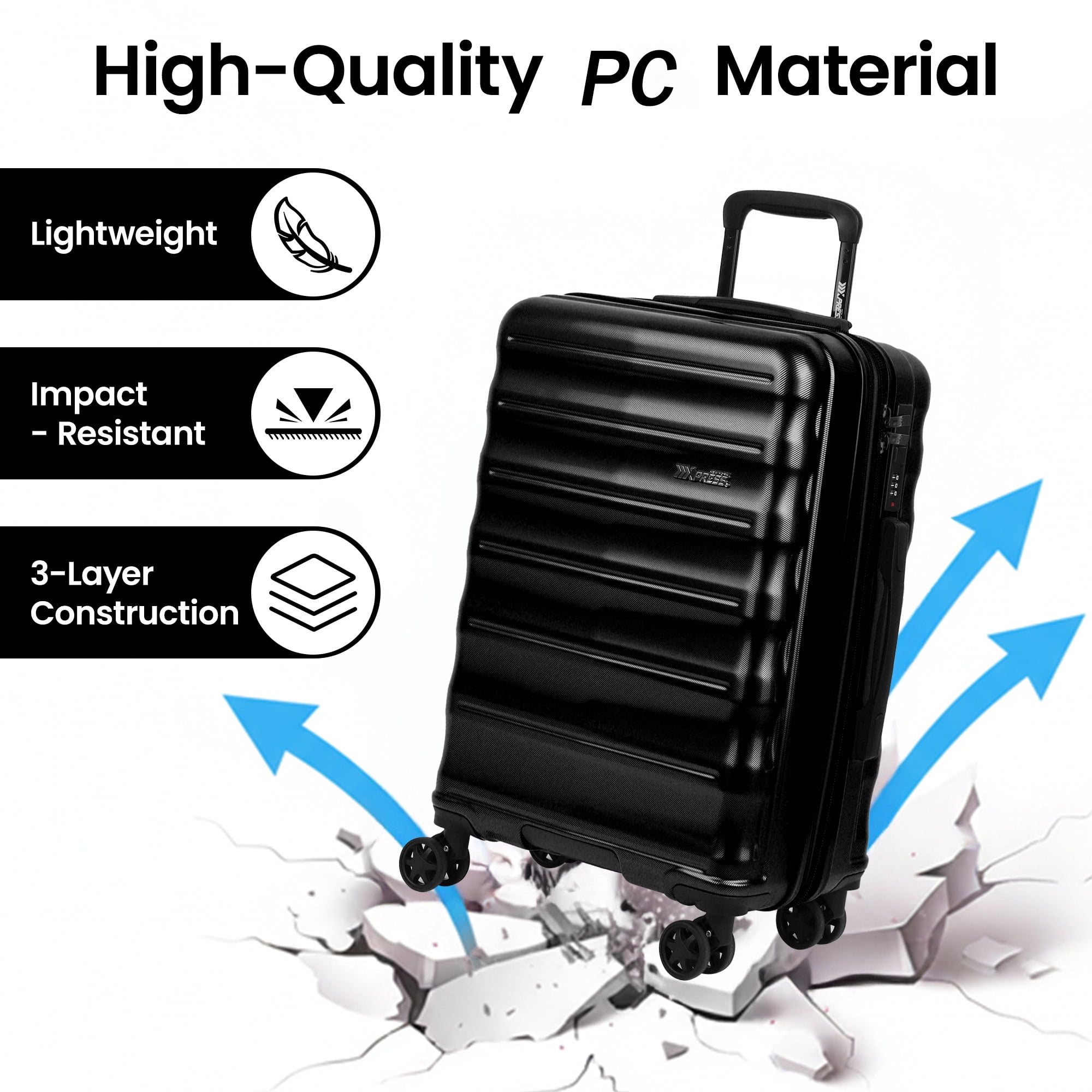New York Xpress 20" Hardside Carry-on Luggage, Expandable Suitcase with Spinner Wheels, TSA-Approved, Black - La13801