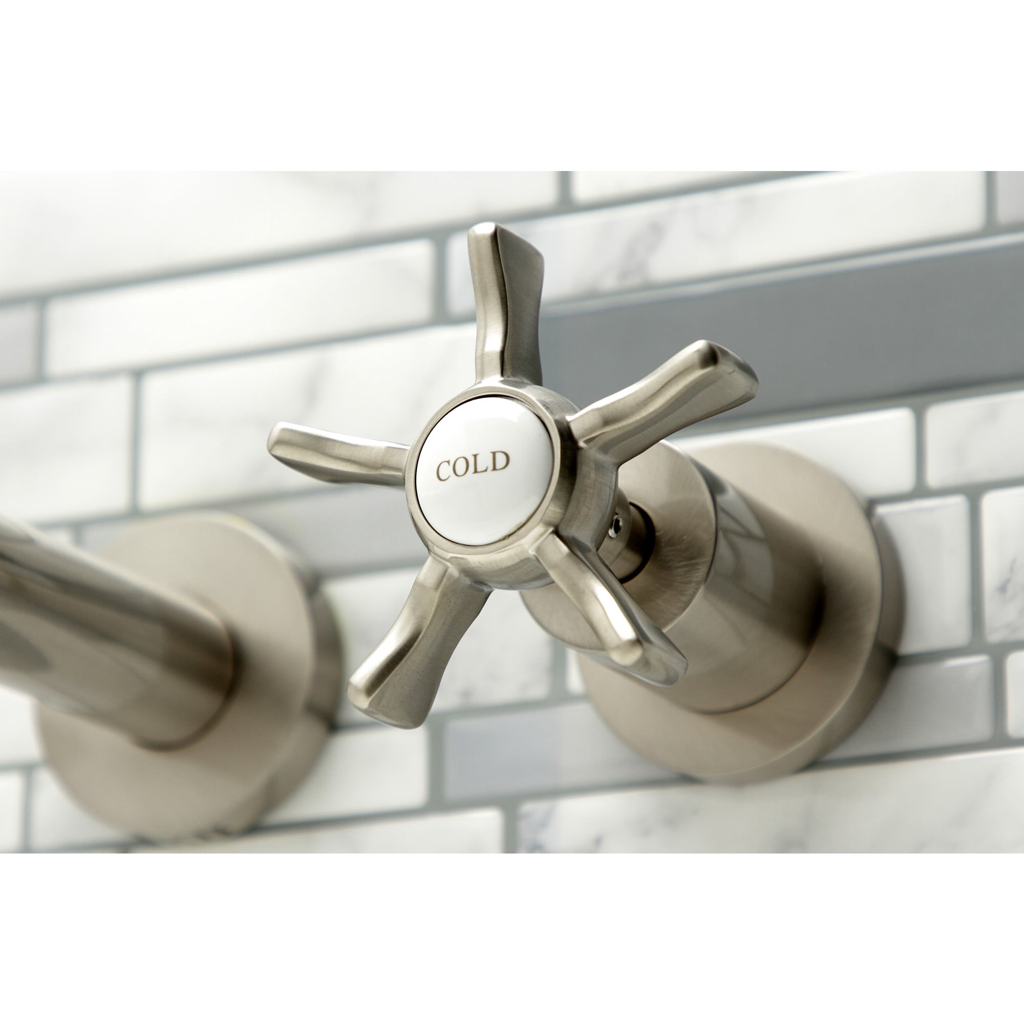 Kingston Brass KS8048NX Hamilton Two-Handle Wall Mount Roman Tub Faucet, Brushed Nickel