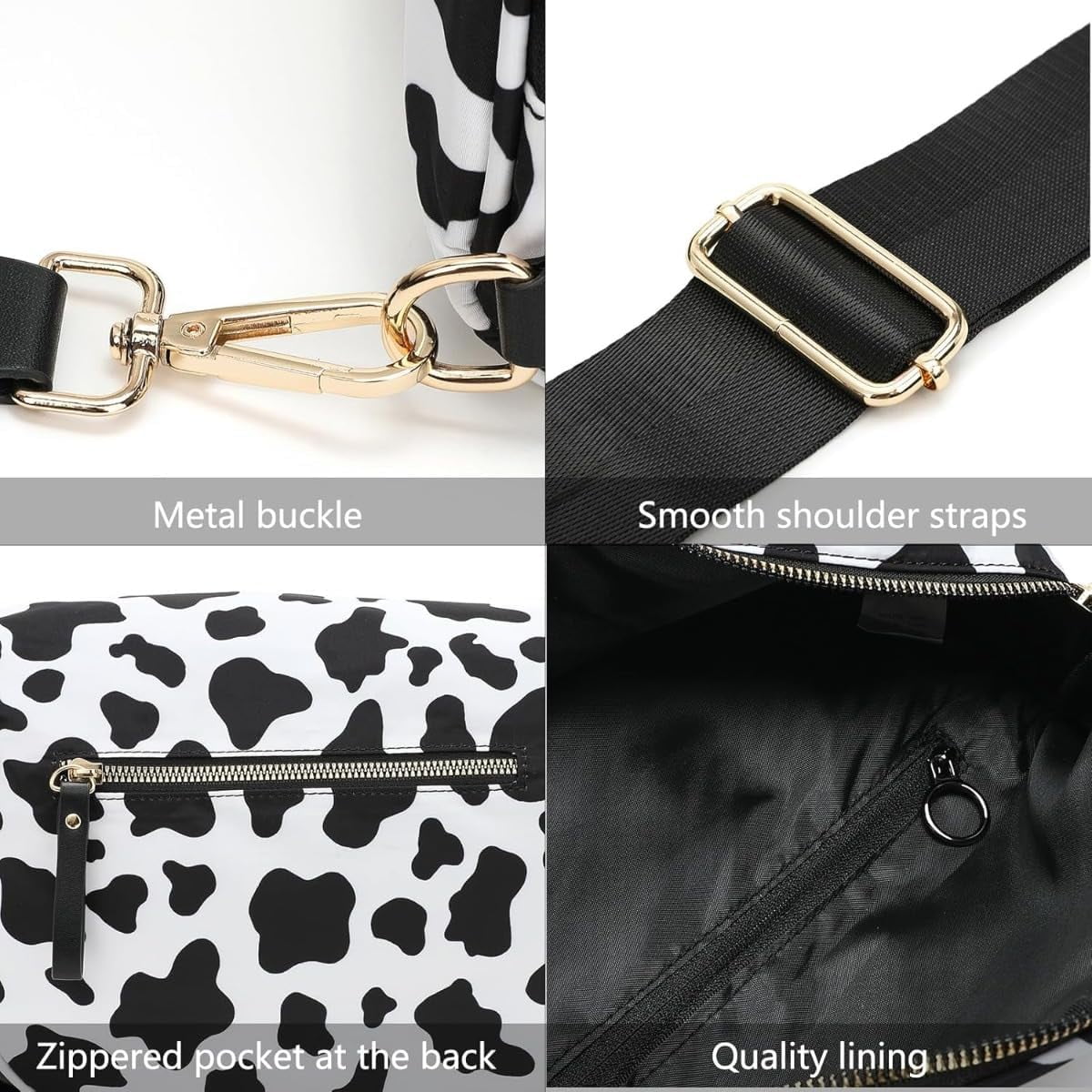 Baguery Women's Trendy Nylon Crossbody Bum Bag - Plus Size Fanny Pack Sling Belt Bag (Beige White Grid/Kelly Green), 3-Zipper Compartments​