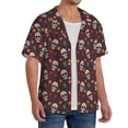 thumbnail image 2 of Gukieu Skull colorful flower Print Men's Short-sleeved Shirts, Button-down Pocket Shirts, T-shirts, Beach Vacation Travel Summer Clothing-3X-Large, 2 of 5