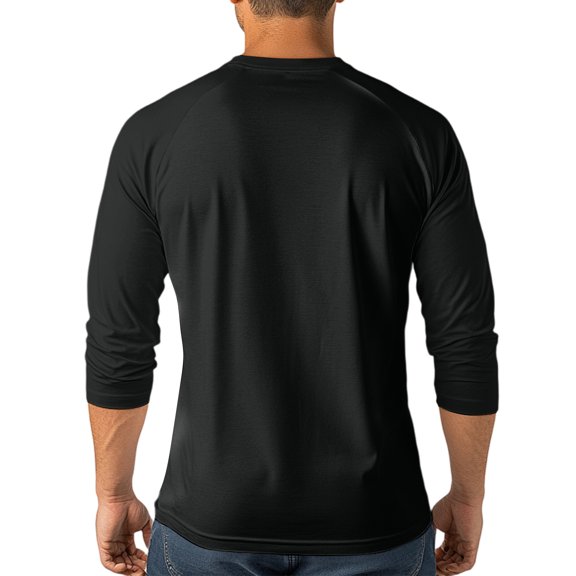 Nestiefly 3/4 Sleeve Shirt for Men Fit Henley T-Shirt Pullover Lightweight Gym Workout Baseball Shirts Button Up Tops Black L