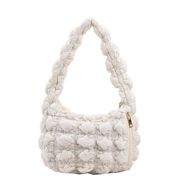 Bolso Mujer Acolchado Tote Ligero Puffer Suave Acolchado Hombro Blanco