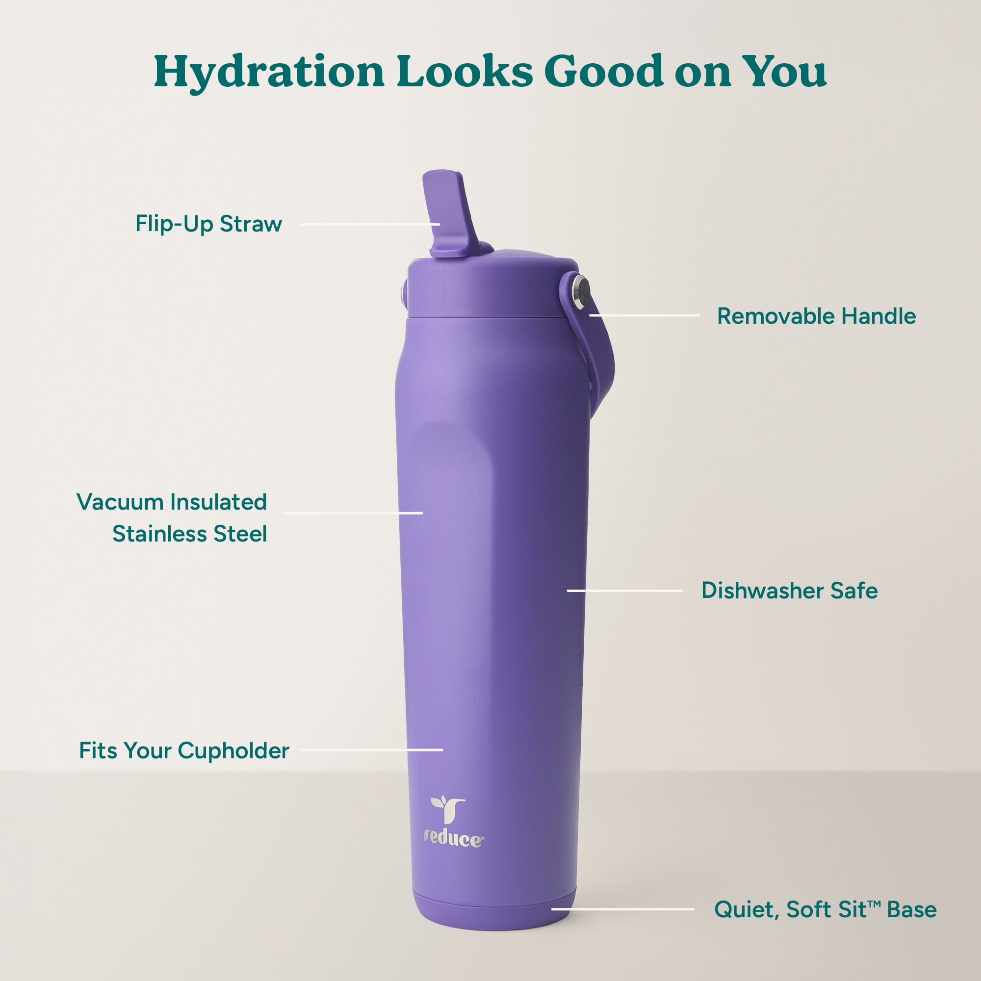Reduce Alta 30 oz Spill-Proof Stainless Steel Water Bottle, Celestial Purple