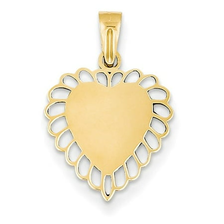 14k Yellow Gold Engravable Heart Pendant