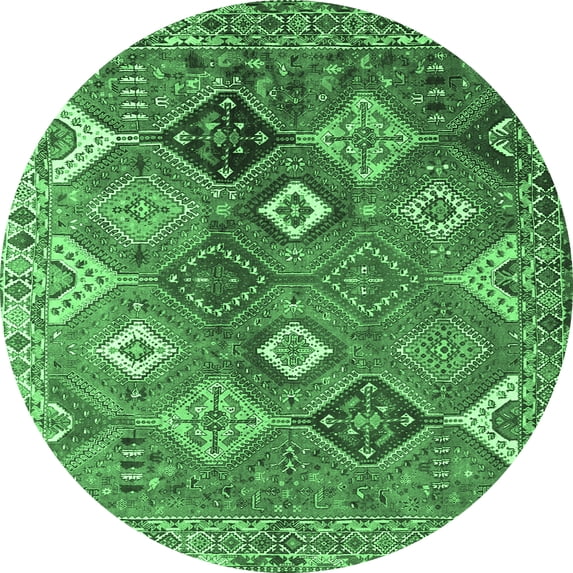 Ahgly Company Indoor Round Persian Emerald Green Traditional Area Rugs, 6' Round