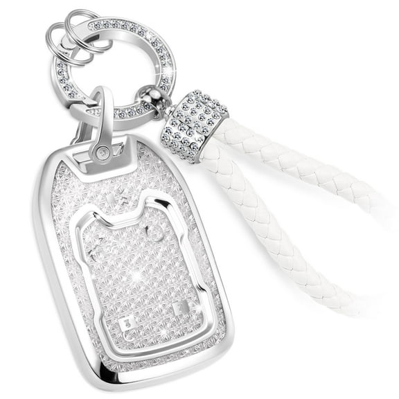 for GMC Key Fob Cover with Fashion Braided Keychain, Enchanting Diamond Patterns Soft Case for GMC Terrain Yukon XL Chevy (6 buttons) Key Fob Shell