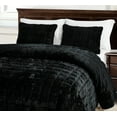 thumbnail image 3 of Chezmoi Collection Piers Black Velvet Quilt Oversized King Set, 3-Piece Lush Plush Distressed Velvet Bedding All Season Lightweight Bedspread, Brushed Microfiber Reverse with Double Square Stitch, 3 of 9