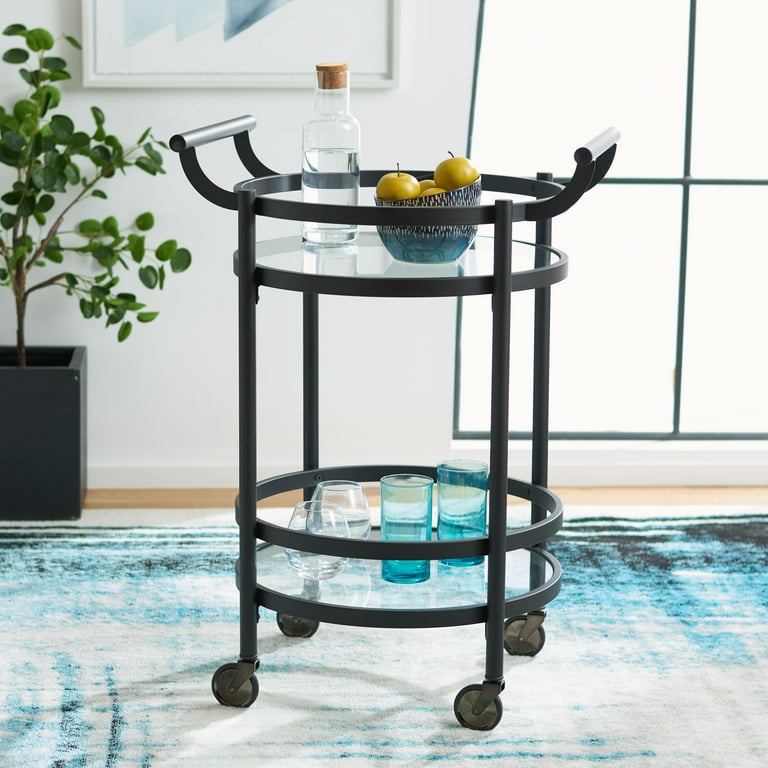 Safavieh Gray Metal Base with Glass Top Kitchen Cart (23.8-in x 19.9-in x 34-in) Safavieh Gray Metal Base with Glass Top Kitchen Cart (23.8-in x 19.9-in x 34-in)