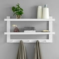 thumbnail image 5 of Danya B. 2-Tier Ledge Wall Shelf Organizer with Five Hanging Coat or Towel Hooks - Entryway or Bathroom - White, 5 of 7
