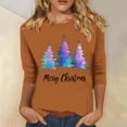 thumbnail image 2 of asdoklhq Christmas Plus Size Sweaters for Women's Christmas Printed Round Neck 3/4 Sleeve T-shirt Loose Top Long Sleeve Round Neck Top/Shirt Brown L, 2 of 5