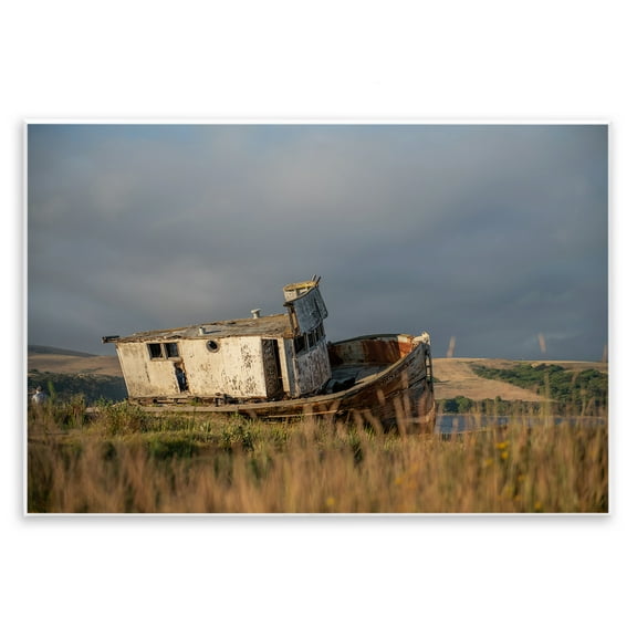 Stupell Industries Old Shipwreck on Beach Landscape & Nature Photography Unframed Art Print Wall Art, 15 x 10