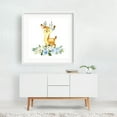 thumbnail image 2 of Deer, Woodland Animals, Forest Animals, Boho, Blue Flowers, Boy Nursery - Illustration Watercolor Deer Floral Whimsical Animal Woodland White Framed Wall Art Print 16 x 16 inches, 2 of 3