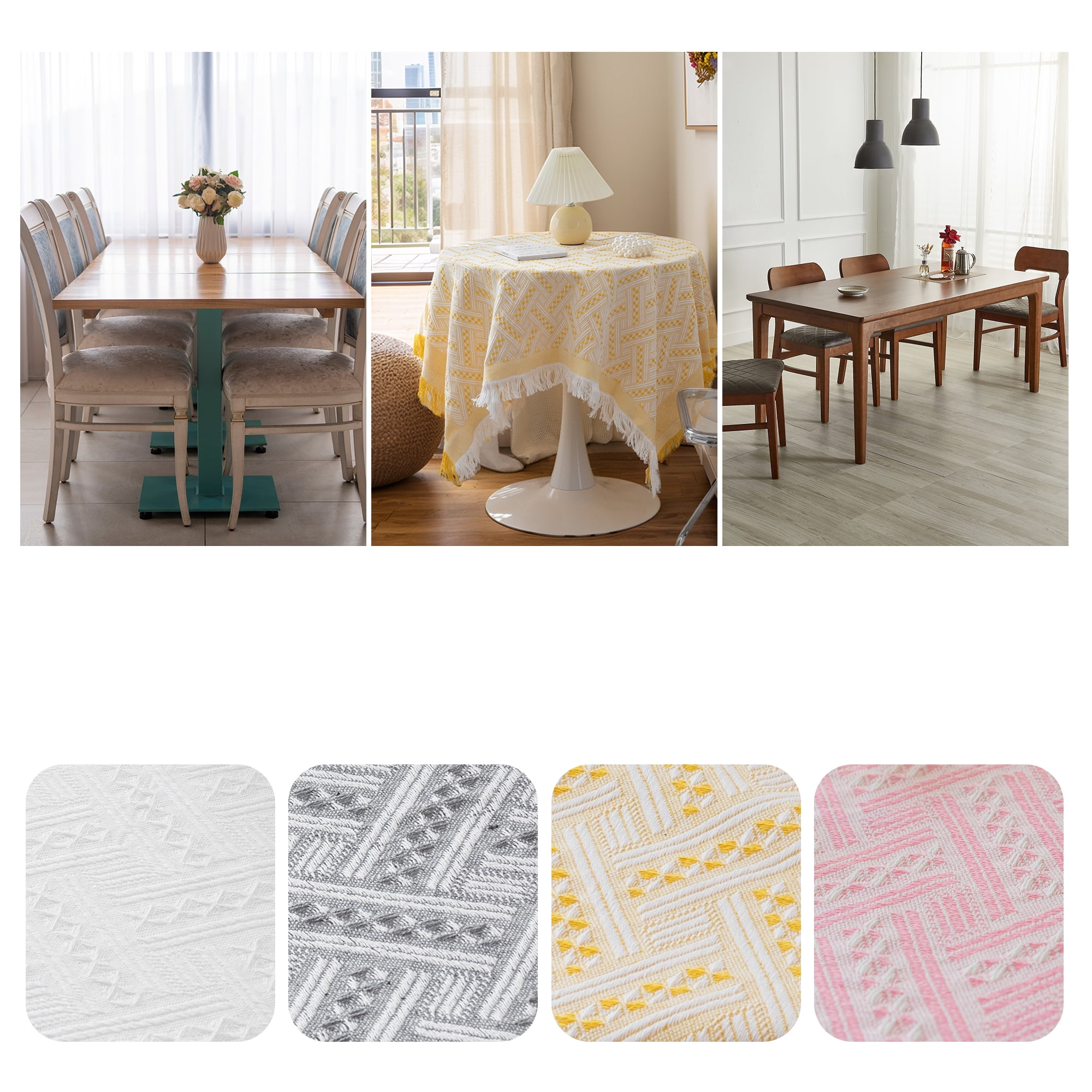 Unique Bargains Tablecloths with Tassel for Multiple Use Yellow 35.4"x35.4"