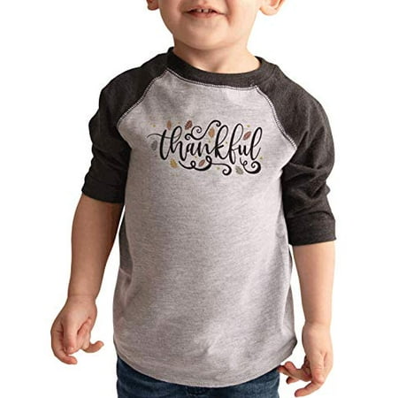 

7 ate 9 Apparel Kids Thankful Fall Leaves Raglan Grey