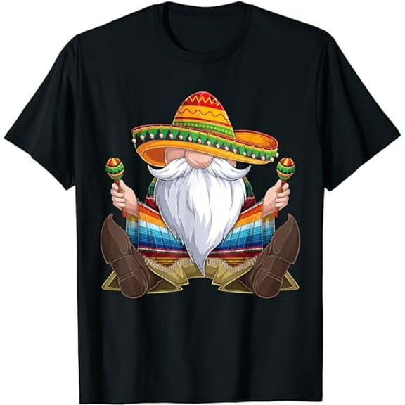 Mexican Gnome Cinco De Mayo Serape Poncho men Women kids boy T-Shirt
