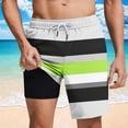 thumbnail image 2 of UVEASISHA Men's Swim Trunks with Compression Liner Color Block Stripe 2-In-1 Board Shorts Elastic Drawstring Quick Dry Shorts for Trendy Summer Streetwear Gray XXL, 2 of 7