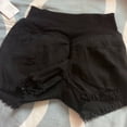 thumbnail image 4 of Pounoo Women's Maternity Shorts Over Belly Frayed Detail Denim Shorts Summer Style Breathable Relaxed Fit Maternity Shorts Gift, 4 of 8