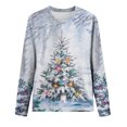 thumbnail image 4 of Jacenvly Clearance Christmas Sweaters for Women Ladies Christmas Round-Neck Print Long Sleeve Tops Unique Patterns Regular Blouse, 4 of 4