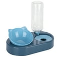thumbnail image 2 of Cuencos dobles para gatos, juego de cuencos de agua y comida, dispensador automático de agua, botella, comedero para mascotas, embalaje azul, 2 of 12