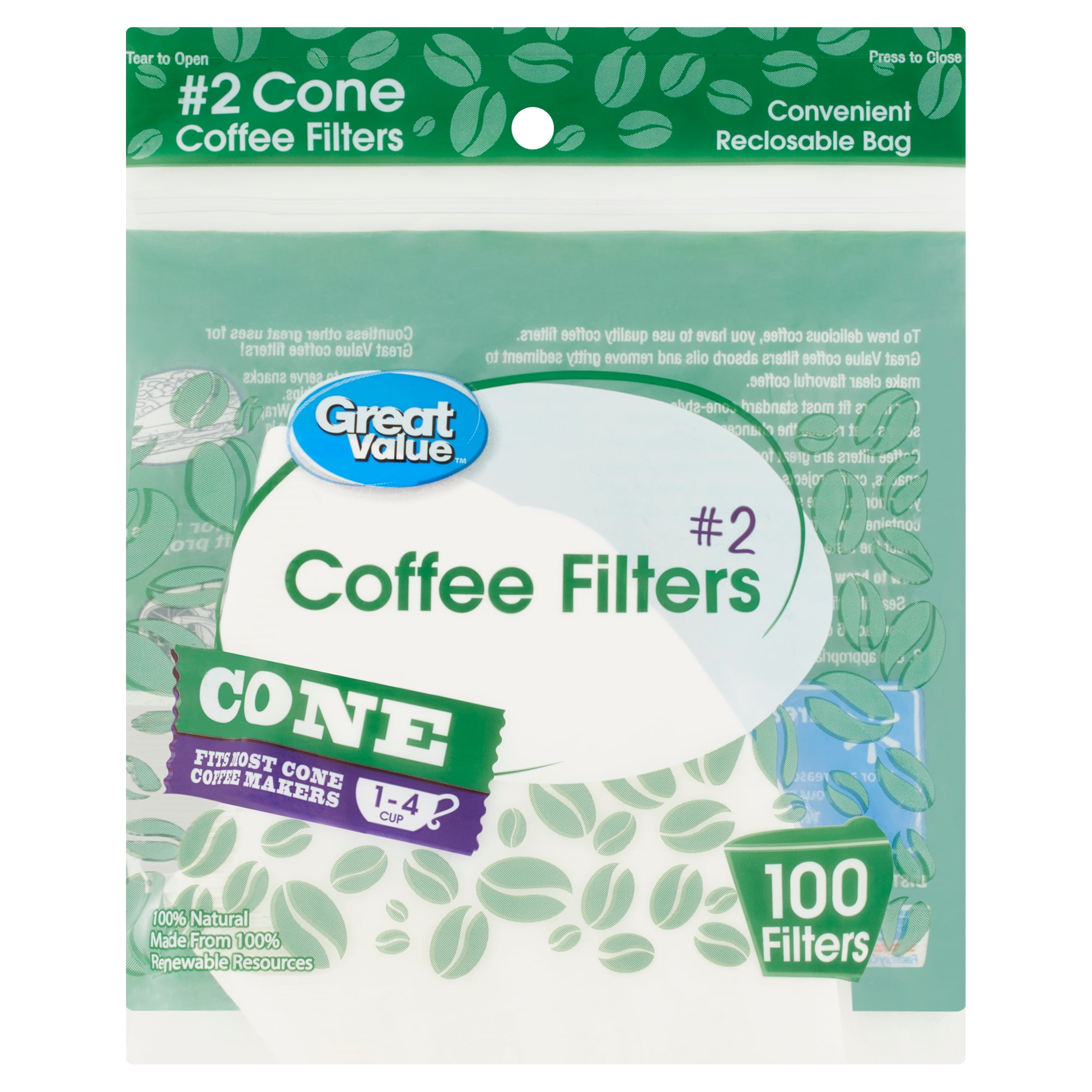 Great Value 2 Cone Coffee Filters 100 Count Walmart Com Walmart Com
