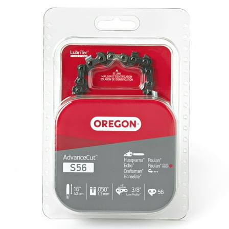 Oregon S56 Micro Chisel Saw Chain for 16" Bar – 56 Drive Links (1 Pack)